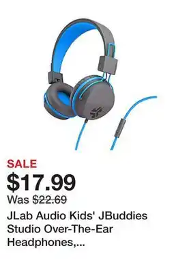 Office Depot JLab Audio Kids' JBuddies Studio Over-The-Ear Headphones, Gray/Blue, JKSTUDIO GRYBLU BX offer