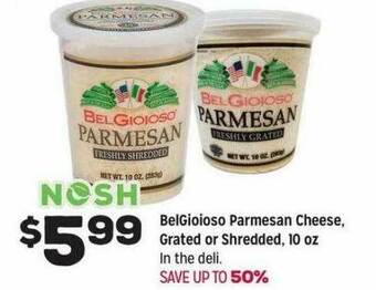 Grocery Outlet BelGioioso Parmesan Cheese, Grated Or Shredded, 10 Oz offer