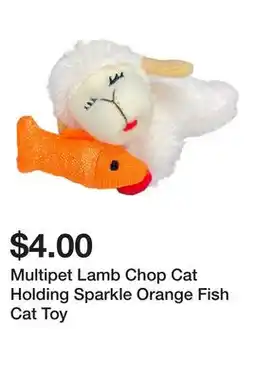 Petsmart Multipet Lamb Chop Cat Holding Sparkle Orange Fish Cat Toy offer