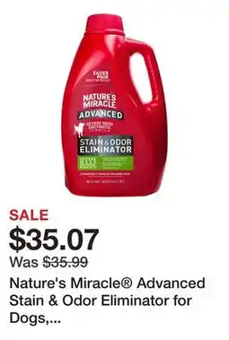 Petsmart Nature's Miracle Advanced Stain & Odor Eliminator for Dogs, Enzymatic Formula offer