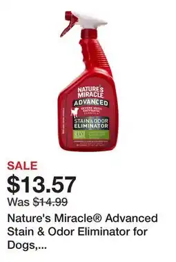 Petsmart Nature's Miracle Advanced Stain & Odor Eliminator for Dogs, Enzymatic Formula offer