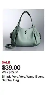 Kohl's Simply Vera Vera Wang Buena Satchel Bag offer