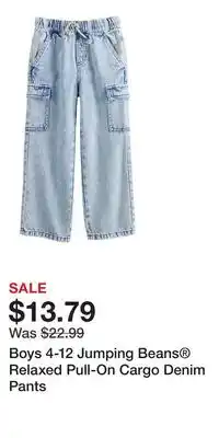 Kohl's Boys 4-12 Jumping Beans Relaxed Pull-On Cargo Denim Pants offer