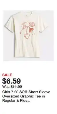 Kohl's Girls 7-20 SO Short Sleeve Oversized Graphic Tee in Regular & Plus Size offer