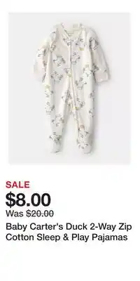 Kohl's Baby Carter's Duck 2-Way Zip Cotton Sleep & Play Pajamas offer