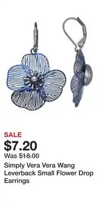 Kohl's Simply Vera Vera Wang Leverback Small Flower Drop Earrings offer