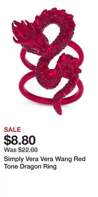 Kohl's Simply Vera Vera Wang Red Tone Dragon Ring offer