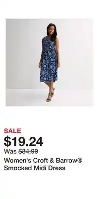 Kohl's Women's Croft & Barrow Smocked Midi Dress offer