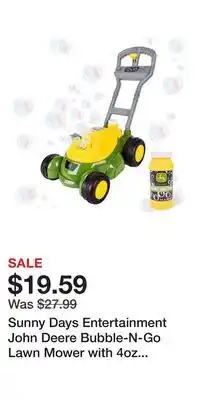 Kohl's Sunny Days Entertainment John Deere Bubble-N-Go Lawn Mower with 4oz Bubble Solution offer