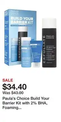 Kohl's Paula's Choice Build Your Barrier Kit with 2% BHA, Foaming Cleanser, & Barrier Repair Moisturizer offer