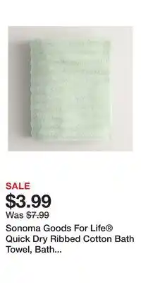 Kohl's Sonoma Goods For Life Quick Dry Ribbed Cotton Bath Towel, Bath Sheet, Hand Towel or Washcloth offer