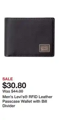 Kohl's Men's Levi's RFID Leather Passcase Wallet with Bill Divider offer