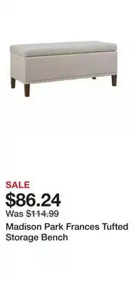 Kohl's Madison Park Frances Tufted Storage Bench offer