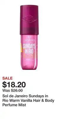 Kohl's Sol de Janeiro Sundays in Rio Warm Vanilla Hair & Body Perfume Mist offer