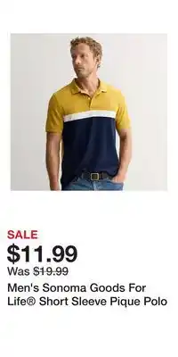 Kohl's Men's Sonoma Goods For Life Short Sleeve Pique Polo offer