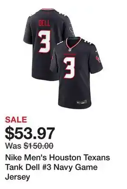 Dick's Sporting Goods Nike Men's Houston Texans Tank Dell #3 Navy Game Jersey offer