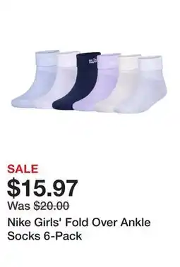 Dick's Sporting Goods Nike Girls' Fold Over Ankle Socks 6-Pack offer