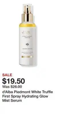 Ulta Beauty d'Alba Piedmont White Truffle First Spray Hydrating Glow Mist Serum offer