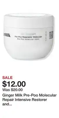 Ulta Beauty Ginger Milk Pre-Poo Molecular Repair Intensive Restorer and Strengthener offer
