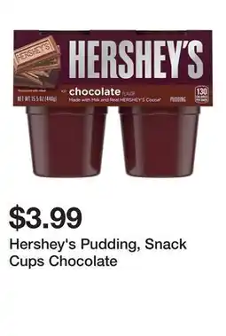 Wegmans Hershey's Pudding, Snack Cups Chocolate offer