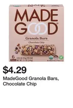 Wegmans MadeGood Granola Bars, Chocolate Chip offer