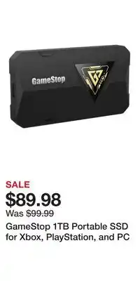 Game Stop GameStop 1TB Portable SSD for Xbox, PlayStation, and PC offer