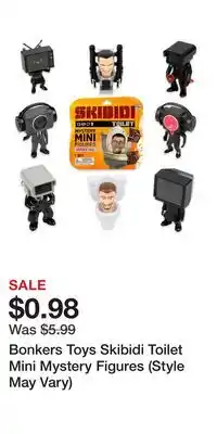 Game Stop Bonkers Toys Skibidi Toilet Mini Mystery Figures (Style May Vary) offer