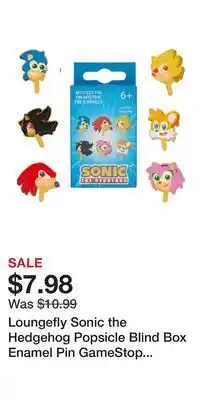 Game Stop Loungefly Sonic the Hedgehog Popsicle Blind Box Enamel Pin GameStop Exclusive offer