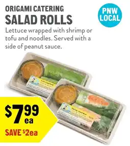 New Seasons Market Origami Catering Salad Rolls offer