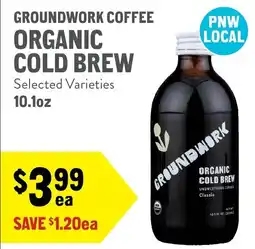New Seasons Market Groundwork coffee organic cold brew offer