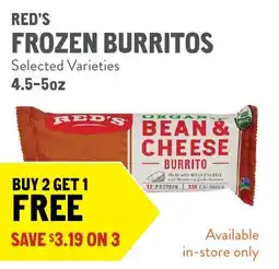 New Seasons Market Red's frozen burritos offer