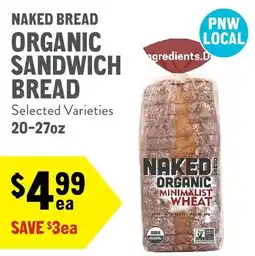 New Seasons Market Naked organic sandwich bread offer