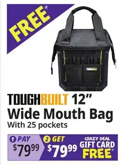 Ocean State Job Lot TOUGHBUILT 12 Wide Mouth Bag offer