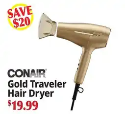 Ocean State Job Lot CONAIR Gold Traveler Hair Dryer offer