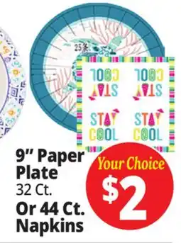 Ocean State Job Lot 9 Paper Plate Or 44 Ct. Napkins offer