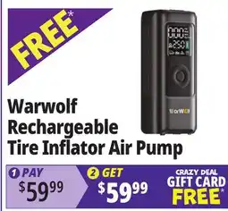 Ocean State Job Lot Warwolf Rechargeable Tire Inflator Air Pump offer
