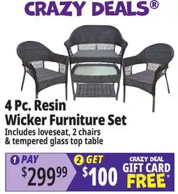 Ocean State Job Lot 4-Piece All-Weather Resin Wicker Set Dark Brown offer