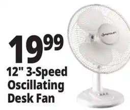 Ocean State Job Lot 12 3-Speed Oscillating Desk Fan offer