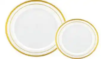 Ocean State Job Lot Smith & Callahan Plastic Plate Gold Rim 20 ct 7.5 offer