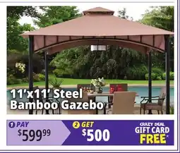 Ocean State Job Lot 11' x 11' Steel Bamboo Gazebo offer