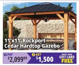 Ocean State Job Lot Rockport 11' x 11' Cedar Wood Hard Top Gazebo offer