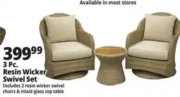 Ocean State Job Lot 3-Piece Resin Wicker Swivel Bistro Set offer