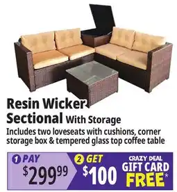 Ocean State Job Lot Resin Wicker Sectional With Storage offer