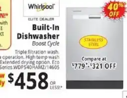 ABC Warehouse Whirlpool built-in dishwasher offer