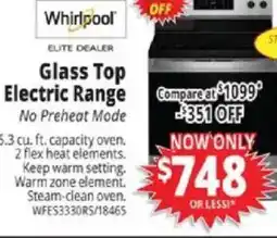 ABC Warehouse Whirlpool glass top electric range offer
