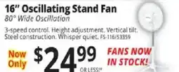 ABC Warehouse 16" Oscillating Stand Fan offer