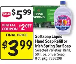Stop&Shop Softsoap Liquid Hand Soap Refill or Irish Spring Bar Soap offer