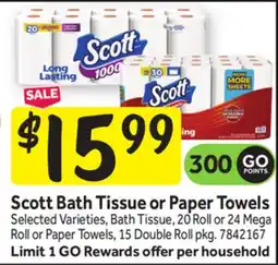 Stop&Shop Scott Bath Tissue or Paper Towels offer