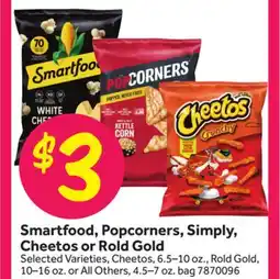 Stop&Shop Smartfood, Popcorners, Simply Cheetos or Rold Gold offer