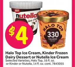 Stop&Shop Halo Top Ice Cream, Kinder Frozen Dairy Dessert or Nutella Ice Cream offer